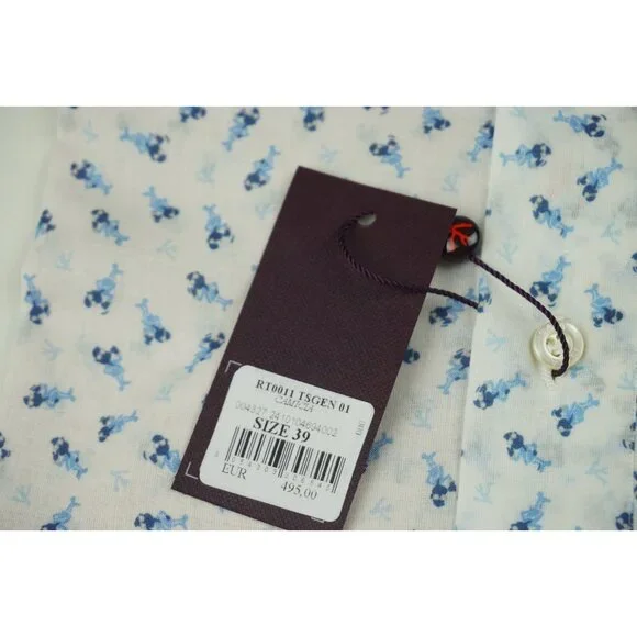 Isaia White Blue Man Coral Long Sleeve Cotton Dress Shirt Sz 15.5/39 BRAND NEW - Picture 4 of 6